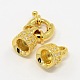 Brass Cubic Zirconia Spring Ring Clasps with Two Cord End Caps KK-A136-B03G-2