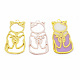 亜鉛合金子猫オープンバックベゼルペンダント  UVレジンDIY用  エポキシ樹脂  プレスジュエリー  着物の形をした猫  ゴールドカラー  43x22mm PALLOY-E524-C02-G-2