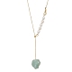 Collana lariat con pendente a pepita di pietre preziose naturali miste con perle di perle NJEW-JN04508-4