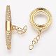 Brass Micro Pave Cubic Zirconia Ring Toggle Clasps ZIRC-P050-11G-2