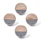 Orecchini a bottone in resina opaca e legno di noce MAK-N032-008A-B04-1
