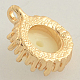 半円形のabsのプラスチック製の模造真珠のペンダント  黄金のトーン合金のセッティングで  雪  16x13x7mm  穴：1.5mm PALLOY-R039-06-2