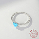 Anello da dito con cuore in opale sintetico azzurro cielo FM4105-3-4