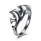 ファッションヴィンテージ真鍮の指の指輪  イルカ  アンティークシルバー  usサイズ7（17.3mm） RJEW-BB24248-7-1