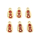 お正月テーマ合金エナメルペンダント  赤い漢字の楕円形  ゴールドカラー  1.55x0.8x0.15cm  穴：1.8mm ENAM-R057-04G-1
