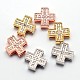 Hollow Brass Micro Pave Cubic Zirconia Slide Charms ZIRC-N002-06M-1