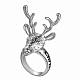 Engraved Merry Christmas Alloy Enamel Reindeer Rings RJEW-N0001-030-1