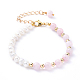Natürliche Perlen & natürliche Rosenquarz Perlen Armbänder BJEW-JB05153-05-1