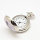 作る懐中時計のネックレスのための開閉可能なフラットラウンド合金馬印刷磁器のクォーツ時計ヘッド  プラチナ  40x29.5x15mm WACH-M111-09-2
