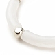 Braccialetto elasticizzato grosso tubolare curvo acrilico bianco con plastica ccb per donna BJEW-JB08126-01-5