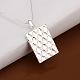 Simple Silver Color Plated Brass Rectangle Pendant Unisex Necklaces NJEW-BB12837-1