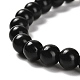 Bracelets extensibles en perles rondes en shungite naturelle BJEW-NH0001-01C-2