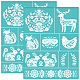 OLYCRAFT 2Pcs 8.6x11 Inch Folk Art Decorate Self-Adhesive Silk Screen Printing Stencil Fox Rabbit Silk Screen Stencil Bird Elk Butterfly Mesh Stencils Transfer for DIY T-Shirt Fabric Painting DIY-WH0338-175-1