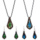 Fibloom 2 set di orecchini pendenti e collana pendente a goccia in 2 colori con fiore in vetro SJEW-FI0001-14-1