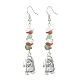 Christmas Theme Tibetan Style Alloy Dangle Earrings with Brass Pins EJEW-JE05307-2