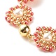 Bracciale a maglie di fiori di perle conchiglia BJEW-JB08084-05-5
