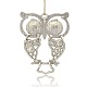 Antique Silver Alloy Rhinestone Owl Big Pendants ALRI-J005-37AS-3