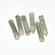 天然石ラブラドライトペンダント  ゴールデントーン真鍮パーツ  多面カット  長方形  ゲインボロ  46.5~47.5x10x4~6mm  穴：2mm G-Q494-54B-1