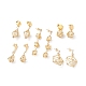 5 paio di orecchini pendenti con perle di conchiglia in stile 5 EJEW-JE05087-1