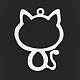 アルミ子猫ペンダント  レーザーカットペンダント  猫のシルエット形状  銀色のメッキ  49.5x38x1mm  穴：3mm ALUM-T001-106S-1