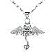 Silver Plated Brass Cubic Zirconia Fairy Pendant Necklaces NJEW-BB03306-1