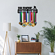 Espositore da parete con porta medaglie in ferro a tema sportivo ODIS-WH0021-683-5