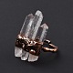 Triple Natural Quartz Crystal Irregular Bullet Open Cuff Ring G-I330-16R-5