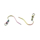 イオンプレーティング（ip）304ステンレスピアスフック  耳ワイヤー  コイルとボール付きフレンチフック  虹色  20x21x3mm  9ゲージ  穴：2mm STAS-F075-41MC-3