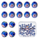 Beebeecraft 50Pcs 8mm Lampwork Glass Beads Gold Sand Lampwork Round Loose Spacer Beads Flower Inlaid Spacer Beads for Bracelet Necklace Rosary Making(Blue) LAMP-BBC0001-02A-1