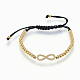 Bracelets tressés réglables en 304 acier inoxydable avec perles BJEW-I263-11-2