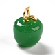 手作りランプワークペンダント  真鍮パーツ  カドミウムフリー＆鉛フリー  マットゴールドカラー  りんご  濃い緑  19x14mm  穴：4x2.2mm LAMP-A150-06MG-01-4