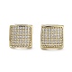 Square Brass Micro Pave Cubic Zirconia Stud Earrings EJEW-G371-11G-1
