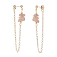 Natural Sunstone Chip Beads Dangle Stud Earrings for Women EJEW-TA00028-02-3