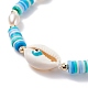 Coquillage naturel avec mauvais œil et bracelet en perles tressées BJEW-TA00049-02-4