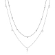 Collier double couche à longue chaîne avec perles et strass collier pull en acier inoxydable simple collier chaîne réglable collier déclaration à la mode bijoux de cou pour les femmes JN1104A-1