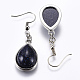 Synthetic Blue Goldstone Dangle Earrings EJEW-P143-A01-2