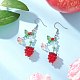 Серьги-подвески из нержавеющей стали 304 со стеклянными бусинами EJEW-TA00661-1