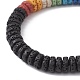 Dyed Colorful Natural Lava Rock Disc & Pearl Beaded Stretch Bracelet BJEW-JB09758-4