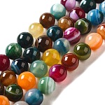 Chapelets de perles rondes en pierre d'agate naturelle, teinte, couleur mixte, 10mm, Trou: 1mm, Environ 38 pcs/chapelet, 14.96 pouce
