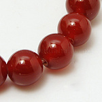 Natürlichen Karneol-Perlen Stränge, gefärbt, Klasse A, dunkelrot, Runde, 8 mm, Bohrung: 1 mm, ca. 48 Stück/Strang 15 Zoll
