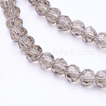 Chapelets de perles en verre, facetté (32 facettes), ronde, grises , 4mm, Trou: 1mm, Environ 98 pcs/chapelet, 13.7 pouce