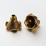 6 -petal tibetischen Stil Legierung Perlenkappen, Antik Golden, 18x21 mm, Bohrung: 4 mm