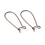 Brass Hoop Earrings Findings Kidney Ear Wires, Antique Bronze Color, Lead Free, Cadmium Free and Nickel Free, 20~21 Gauge, 33x14x0.7~0.8mm