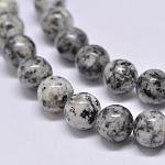 Fili di perle di diaspro / kiwi di sesamo naturale, tondo, grigio, 8mm, Foro: 1 mm, circa 47pcs/filo, 15.5 pollice