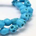 Chapelets de perle en turquoise synthétique teinte, crane, bleu profond du ciel, 8x6x7mm, Trou: 1mm, Environ 48~49 pcs/chapelet, 15.3~15.5 pouce