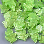 Celluloseacetat (Harz) -Anhänger, Blatt, lime green, 25.5x15x4.5~5 mm, Bohrung: 1.2 mm
