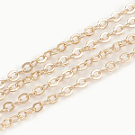 3.28 Feet Brass Cable Chains, Soldered, Flat Oval, Real 18K Gold Plated, 2.5x2x0.2mm