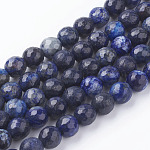 Natürlicher Lapislazuli Perlenstränge, facettiert rund, Mitternachtsblau, 8 mm, Bohrung: 1 mm, ca. 49 Stk. / Strang, 15.7 Zoll