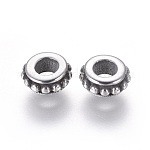 Intercalaire perles en 304 acier inoxydable, anneau, argent antique, 6.5x3mm, Trou: 3mm