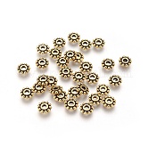 Gear Tibetan Style Alloy Spacer Beads, Lead Free & Cadmium Free & Nickel Free, Flower, Antique Golden, 6.5mm, Hole: 2mm